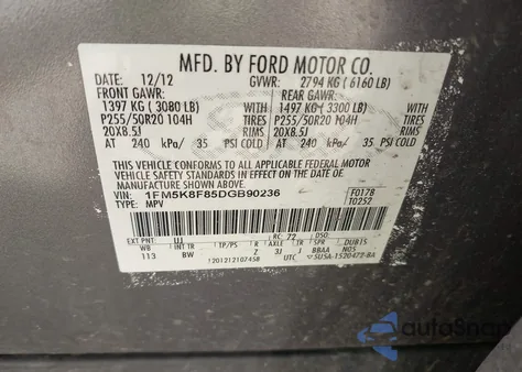 2013 Ford Explorer Limited z USA, uszkodzony, nr VIN 1FM5K8F85DGB90236